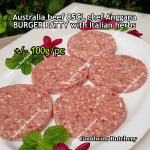 Australia beef mince 85CL Anggana's BURGER PATTY seasoned with Italian herbs ECONOMY THIN frozen price for 500g 5pcs
